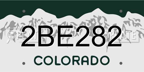 2BE282 Colorado License Plate