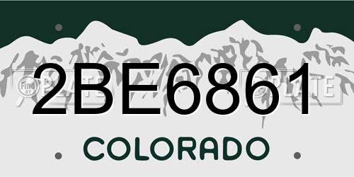 2BE6861 Colorado License Plate