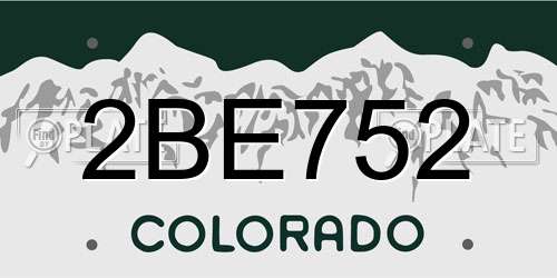 2BE752 Colorado License Plate