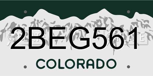 2BEG561 Colorado License Plate