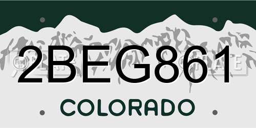 2BEG861 Colorado License Plate