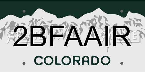 2BFAAIR Colorado License Plate