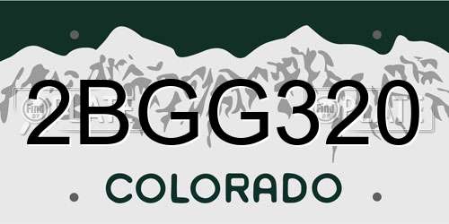 2BGG320 Colorado License Plate