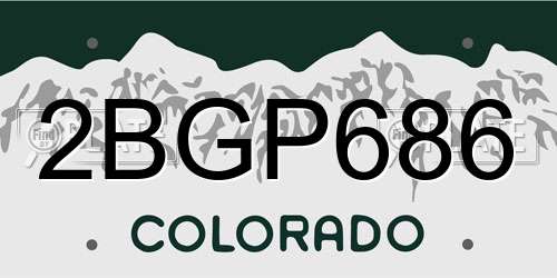 2BGP686 Colorado License Plate