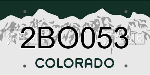 2BO053 Colorado License Plate