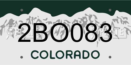 2BO083 Colorado License Plate