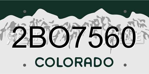 2BO7560 Colorado License Plate