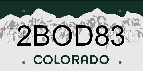 2BOD83 Colorado License Plate