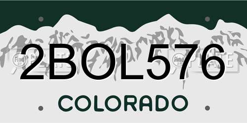 2BOL576 Colorado License Plate