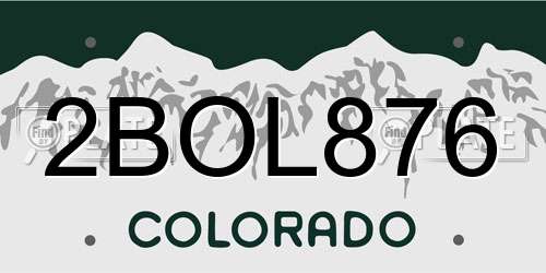 2BOL876 Colorado License Plate