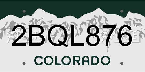 2BQL876 Colorado License Plate