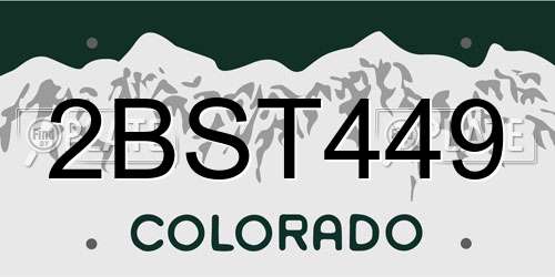 2BST449 Colorado License Plate