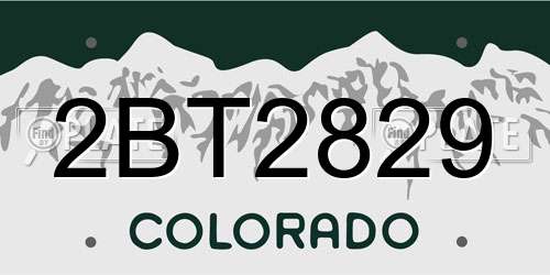 2BT2829 Colorado License Plate