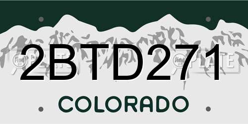2BTD271 Colorado License Plate
