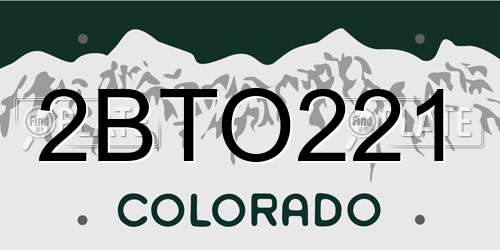 2BTO221 Colorado License Plate