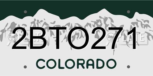 2BTO271 Colorado License Plate