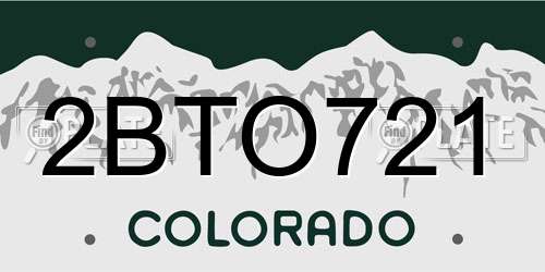 2BTO721 Colorado License Plate