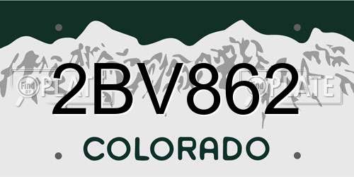 2BV862 Colorado License Plate
