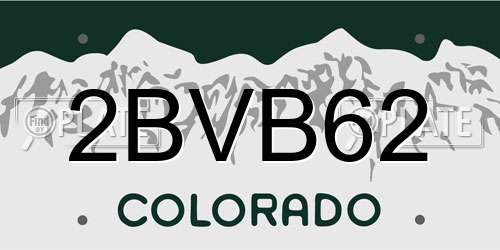 2BVB62 Colorado License Plate