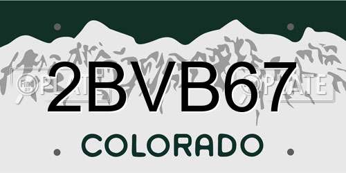 2BVB67 Colorado License Plate