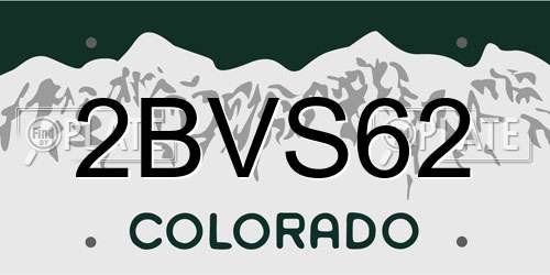 2BVS62 Colorado License Plate