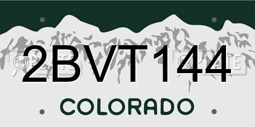 2BVT144 Colorado License Plate