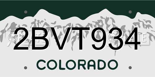 2BVT934 Colorado License Plate