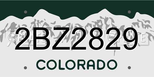 2BZ2829 Colorado License Plate