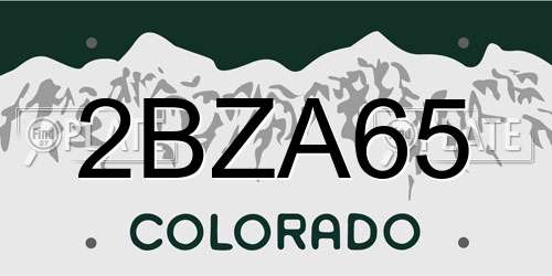 2BZA65 Colorado License Plate