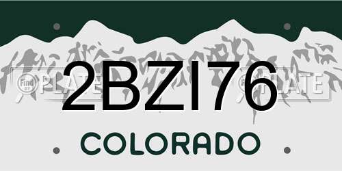2BZI76 Colorado License Plate