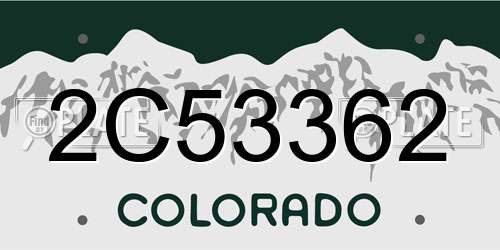 2C53362 Colorado License Plate
