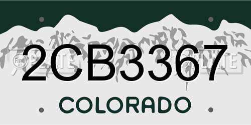 2CB3367 Colorado License Plate