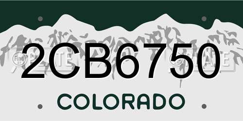 2CB6750 Colorado License Plate