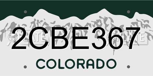 2CBE367 Colorado License Plate