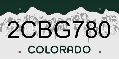 2CBG780 Colorado License Plate