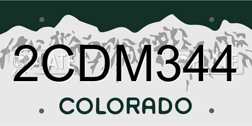 2CDM344 Colorado License Plate