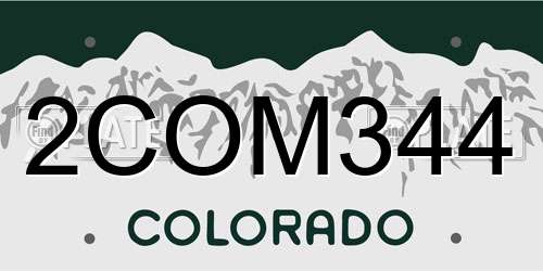 2COM344 Colorado License Plate