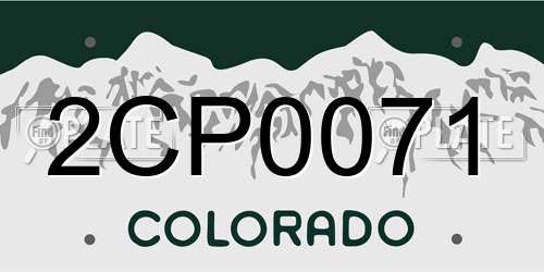 2CP0071 Colorado License Plate