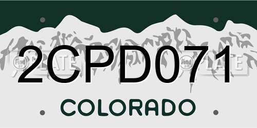 2CPD071 Colorado License Plate