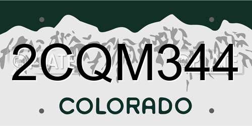 2CQM344 Colorado License Plate