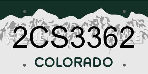 2CS3362 Colorado License Plate
