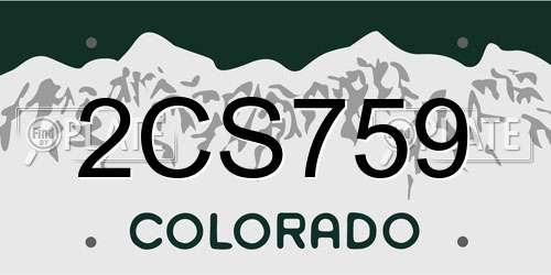 2CS759 Colorado License Plate