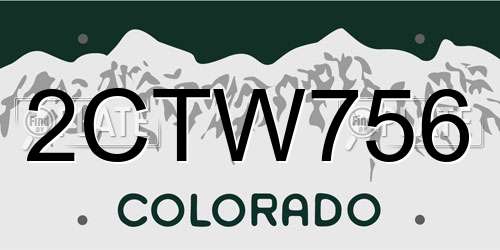 2CTW756 Colorado License Plate