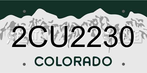 2CU2230 Colorado License Plate