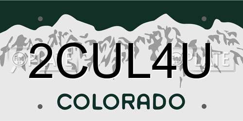 2CUL4U Colorado License Plate