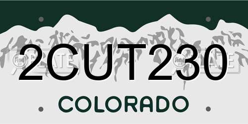2CUT230 Colorado License Plate