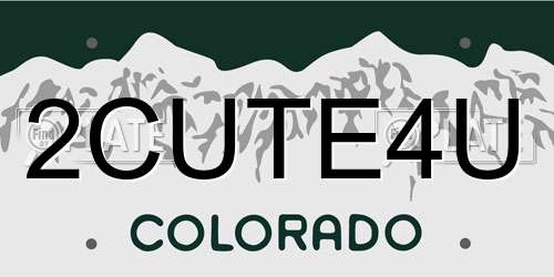 2CUTE4U Colorado License Plate
