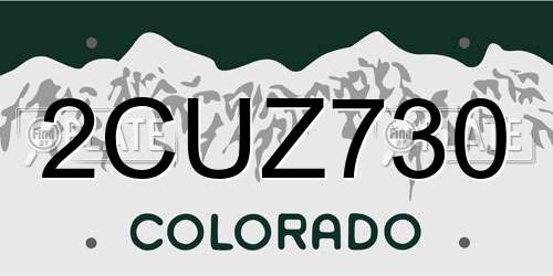 2CUZ730 Colorado License Plate