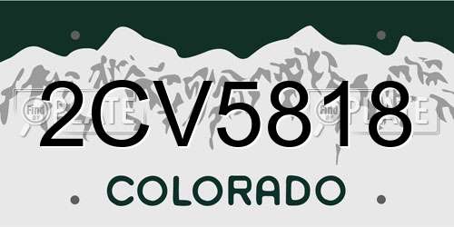 2CV5818 Colorado License Plate