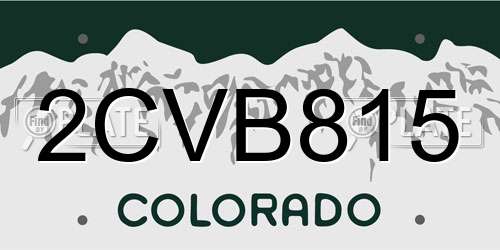 2CVB815 Colorado License Plate